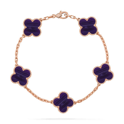 [Lora]CLOVER 5 MOTIF PURPLE STRIPES BRACELET COLLECTION