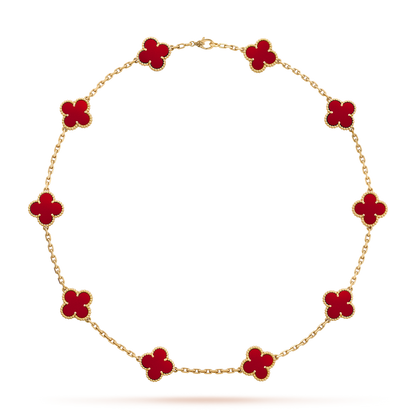[Lora]CLOVER 10 MOTIFS CARNELIAN NECKLACE