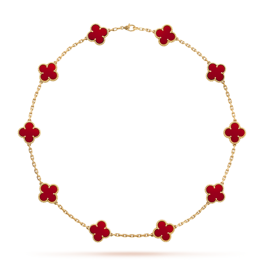 [Lora]CLOVER 10 MOTIFS CARNELIAN NECKLACE