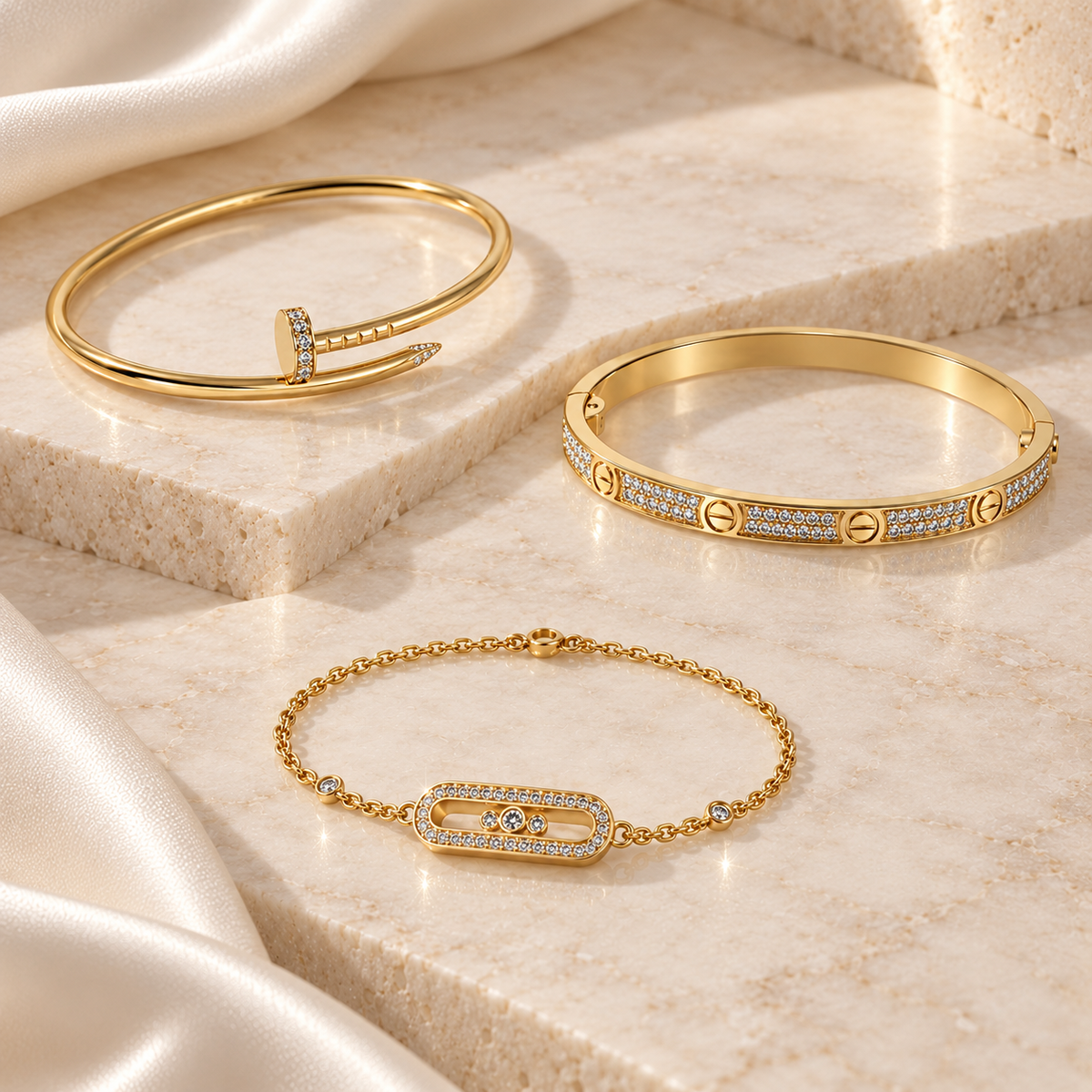 [Lora] LOVE & JUSTE Baby Move Diamond Bracelet Stack Set