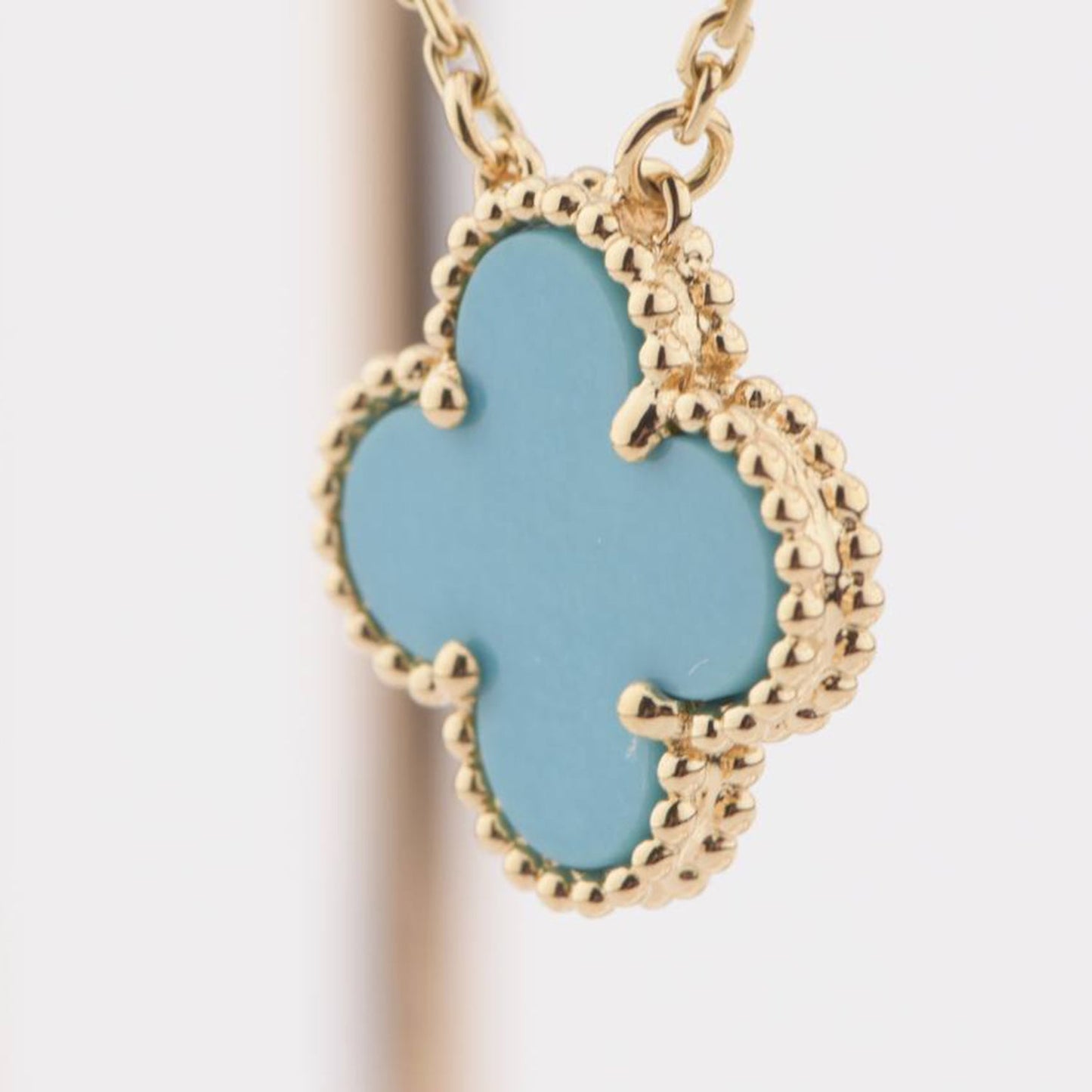 [LORA]CLOVER 15MM VINTAGE TURQUOISE NECKLACE