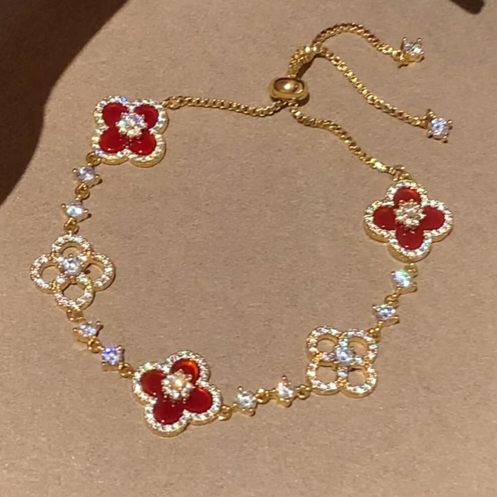 [Lora]CLOVER 5 MOTIF PINK BLUE RED WHITE BRACELET