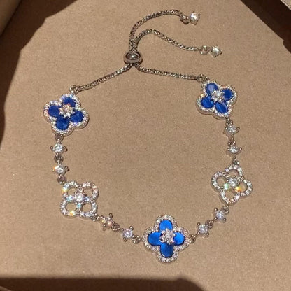 [Lora]CLOVER 5 MOTIF PINK BLUE RED WHITE BRACELET