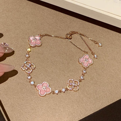 [Lora]CLOVER 5 MOTIF PINK BLUE RED WHITE BRACELET