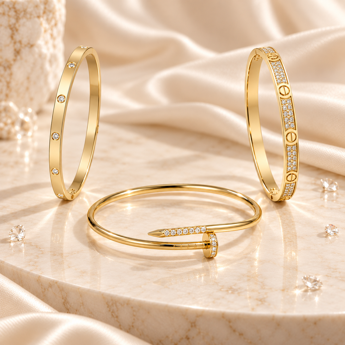 [Lora] JUSTE Diamond & LOVE Diamond Bracelet Stack Set