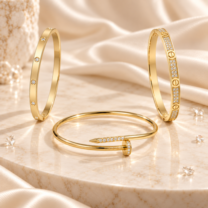 [Lora] JUSTE Diamond & LOVE Diamond Bracelet Stack Set