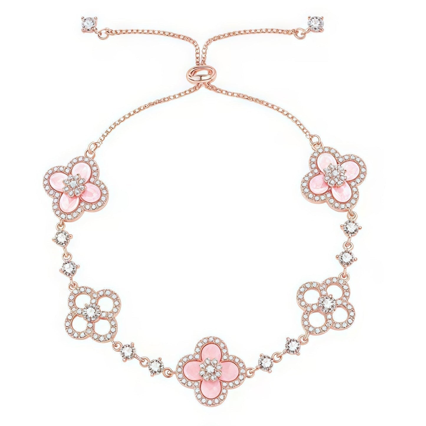 [LORA]CLOVER 5 MOTIF PINK BLUE RED WHITE BRACELET