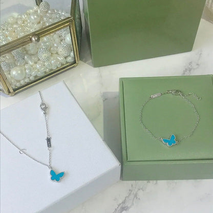 [LORA]BUTTERFLY TURQUOISE BUTTERFLY BRACELET SILVER