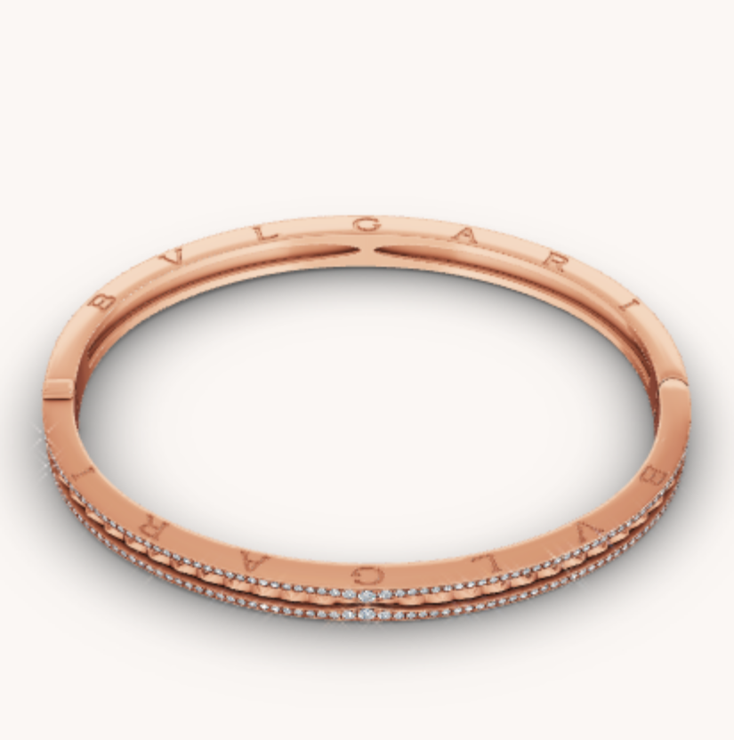[LORA]ZERO 1 SPIRAL AND PAVED DIAMOND PINK GOLD BRACELET