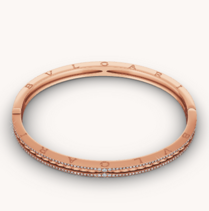 [LORA]ZERO 1 SPIRAL AND PAVED DIAMOND PINK GOLD BRACELET