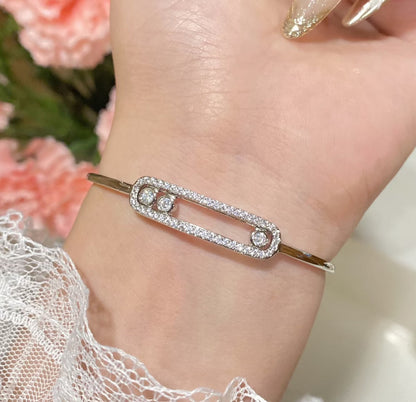 [LORA] Move Pavé Diamond Bangle Bracelet M