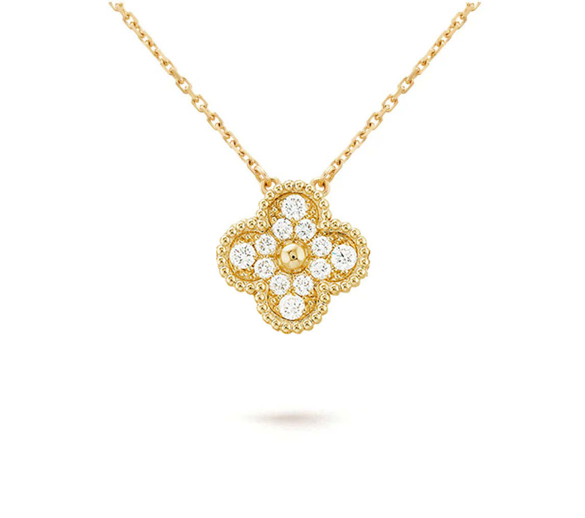 [Lora]CLOVER 15MM DIAMOND SINGLE FLOWER NECKLACE COLLECTION