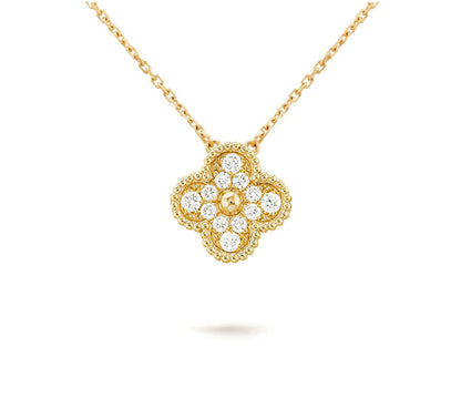 [Lora]CLOVER 15MM DIAMOND SINGLE FLOWER NECKLACE COLLECTION