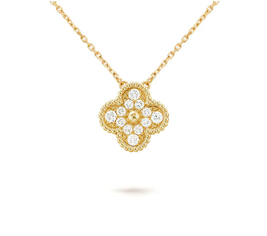[Lora]CLOVER 15MM DIAMOND SINGLE FLOWER NECKLACE COLLECTION