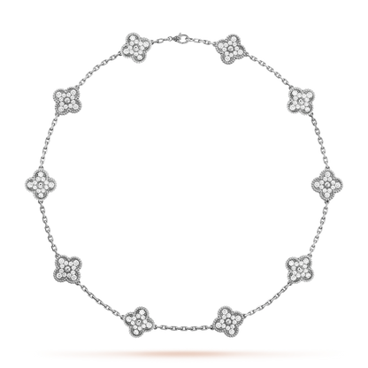 [LORA]CLOVER 10 MOTIFS DIAMOND NECKLACE
