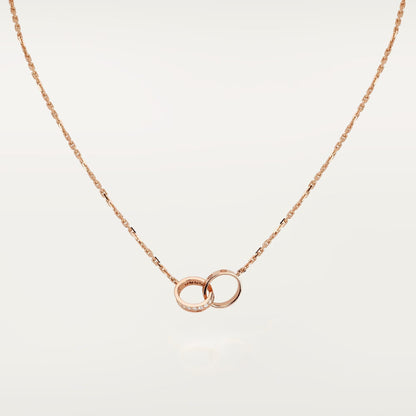[LORA] LOVE DOUBLE RING HALF DIAMOND NECKLACE