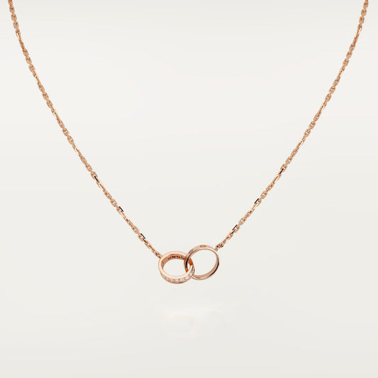 [LORA] LOVE DOUBLE RING HALF DIAMOND NECKLACE