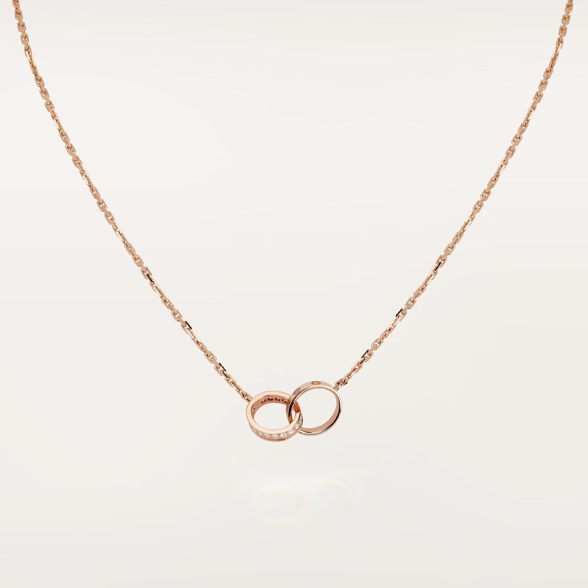 [Lora] LOVE DOUBLE RING HALF DIAMOND NECKLACE
