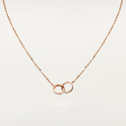 [Lora] LOVE DOUBLE RING HALF DIAMOND NECKLACE