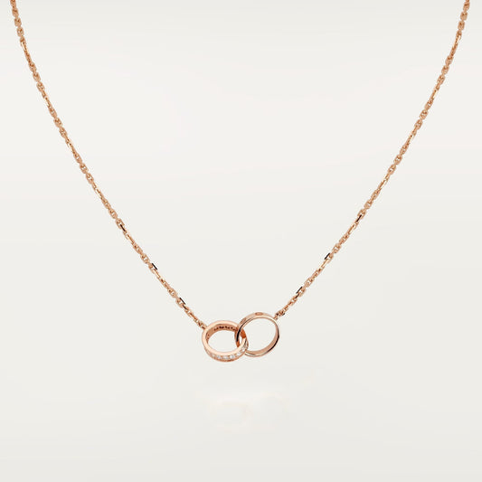 [Lora] LOVE DOUBLE RING HALF DIAMOND NECKLACE