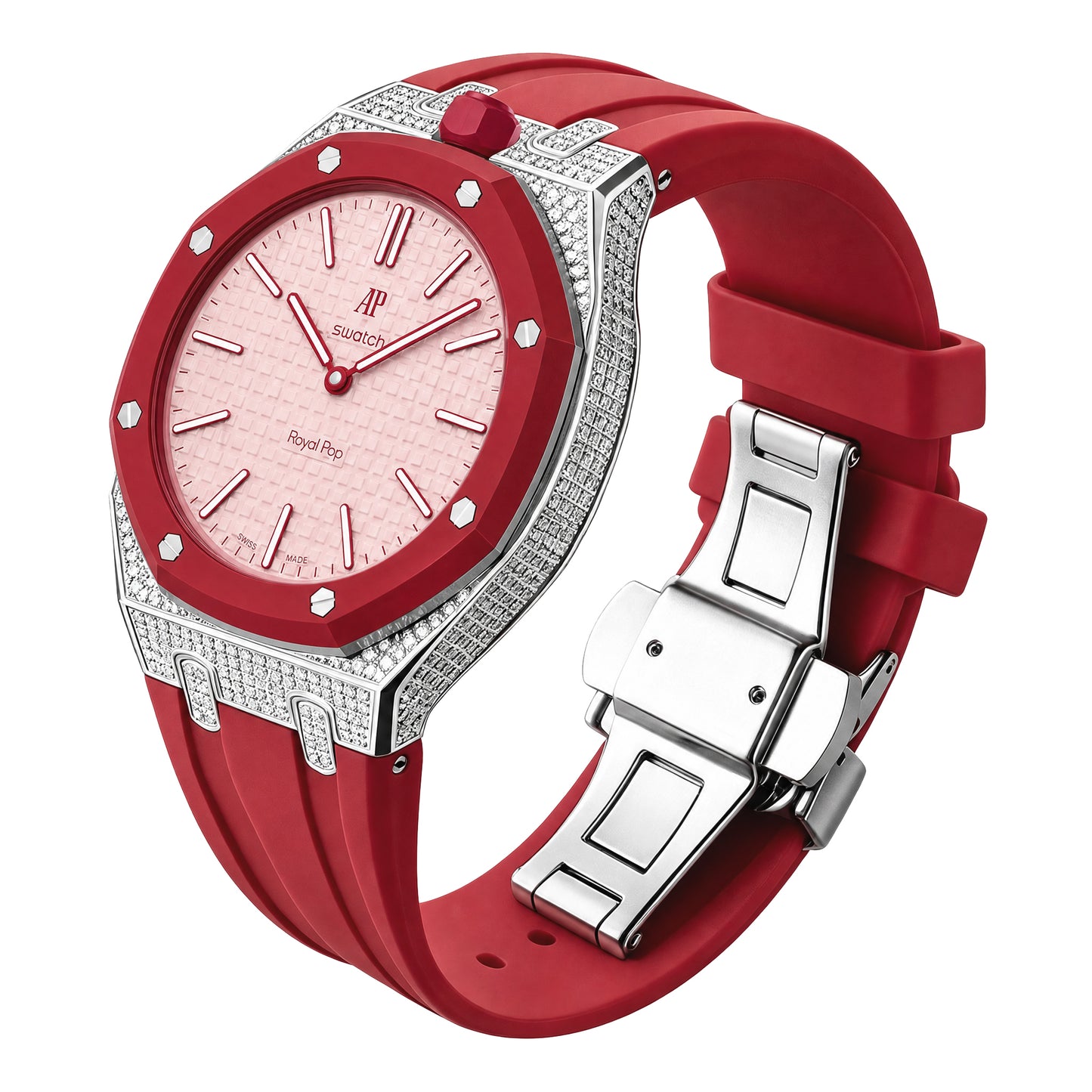 Royal Oak Pop Exclusive Bioceramic Case & Silicone Strap Half Diamond