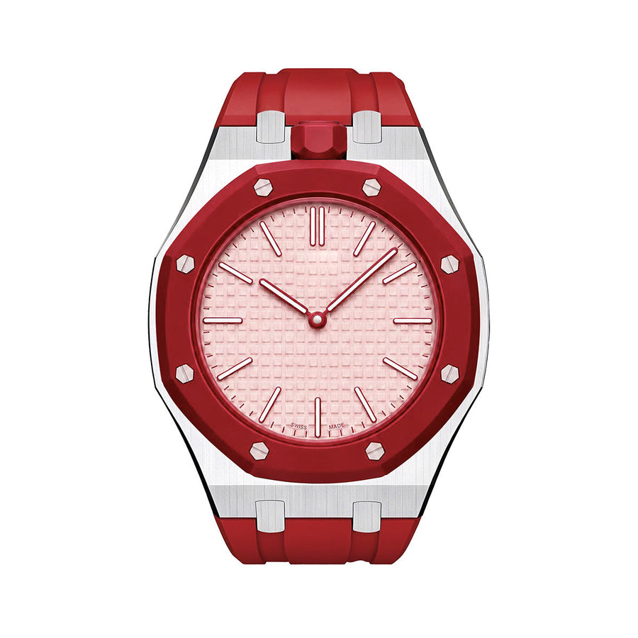 Oak Pop Red Steel Silicone Strap