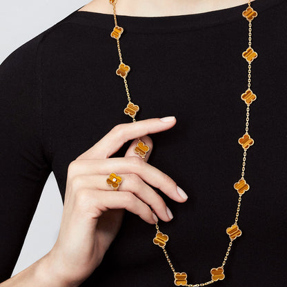 [Lora]CLOVER 20 MOTIFS TIGER EYE ROSE GOLD
