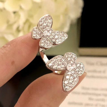 [Lora]TWIN SILVER BUTTERFLY DIAMOND RING