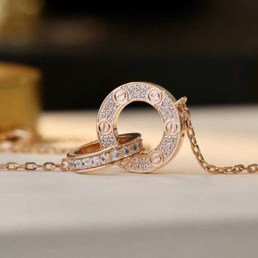 [LORA] LOVE  FULL DIAMOND PENDANT NECKLACE