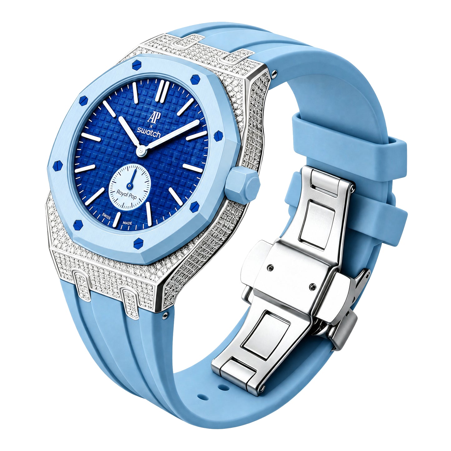 Royal Oak Pop Exclusive Bioceramic Case & Silicone Strap Half Diamond