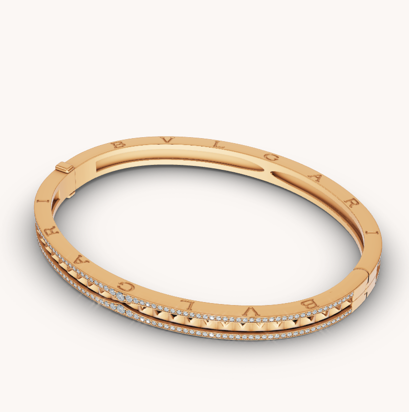 [LORA]ZERO 1 SPIRAL AND PAVED DIAMOND GOLD BRACELET