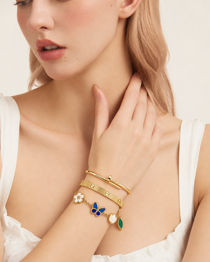 [Lora]Clover Lucky Spring & Love & Juste Garden 3-Piece  Bracelet Stack Set