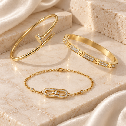 [Lora] LOVE & JUSTE Baby Move Diamond Bracelet Stack Set