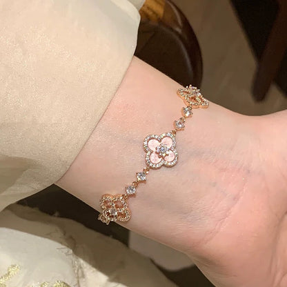 [Lora]CLOVER 5 MOTIF PINK BLUE RED WHITE BRACELET