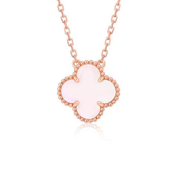 [LORA]CLOVER 15MM PINK MOTHER-OF-PEARL SINGLE FLOWER NECKLACE