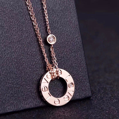 [LORA] LOVE NECKLACE 16MM 2 DIAMONDS