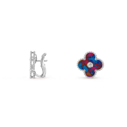 [Lora]CLOVER SILVER 15MM MOP DIAMOND EARRINGS COLLECTION