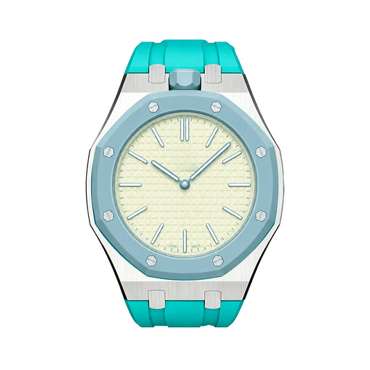 Oak Pop Sky Blue Steel Silicone Strap