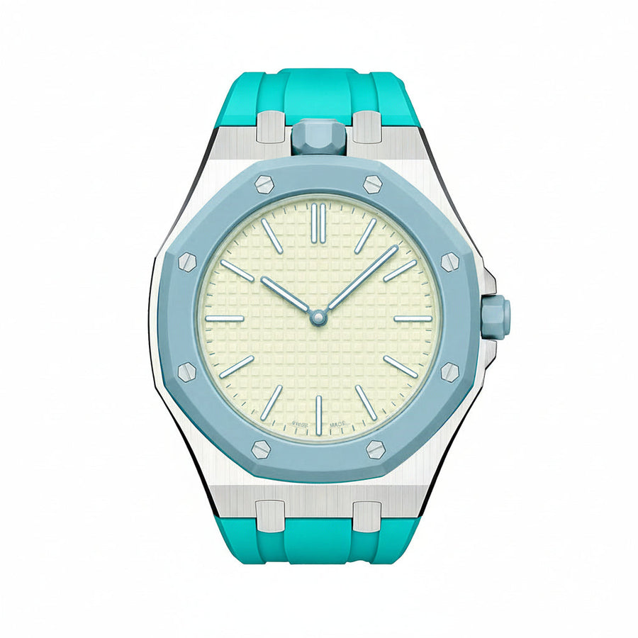 Oak Pop Sky Blue Steel Silicone Strap