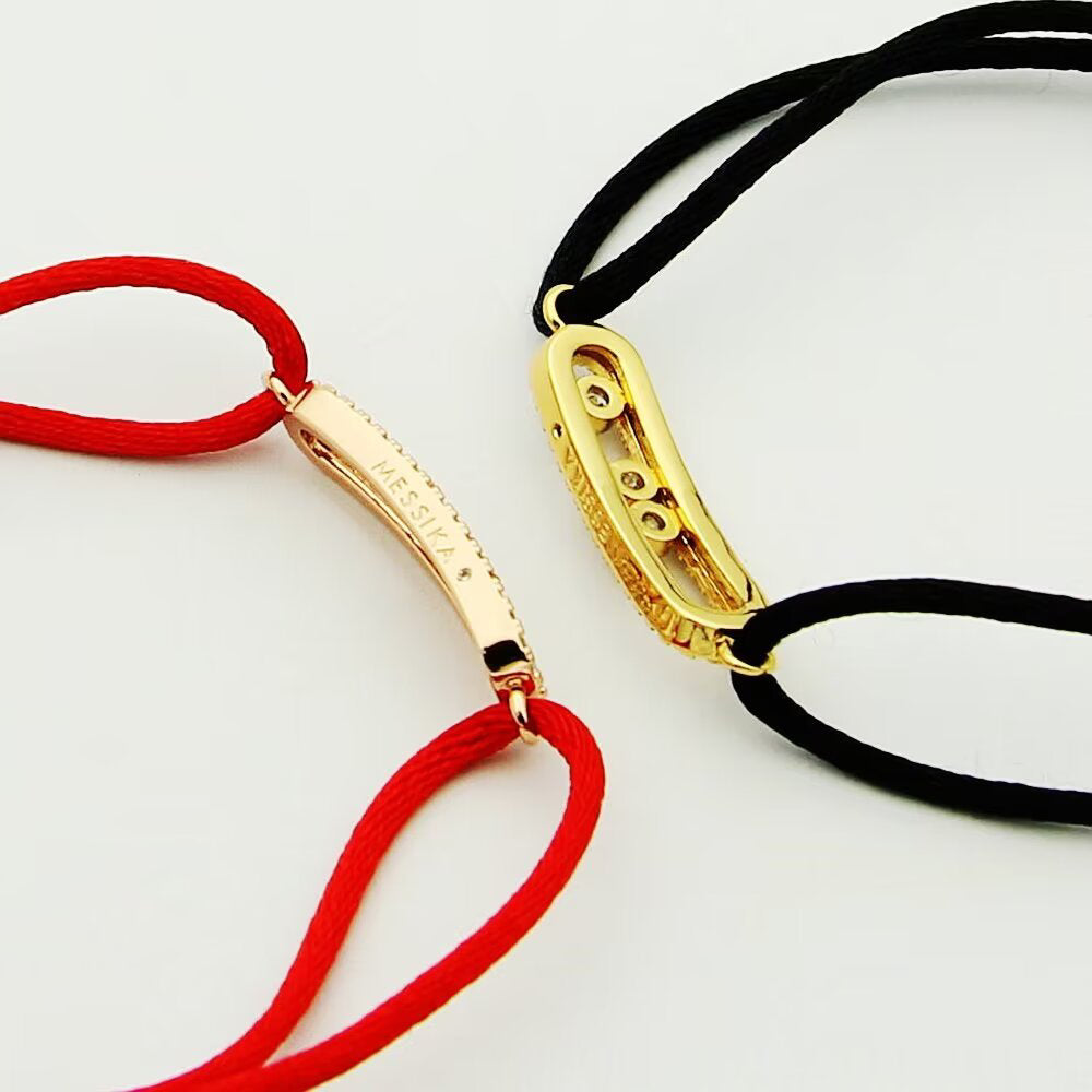 [LORA] Messika Care(s) pink cord pavé bracelet