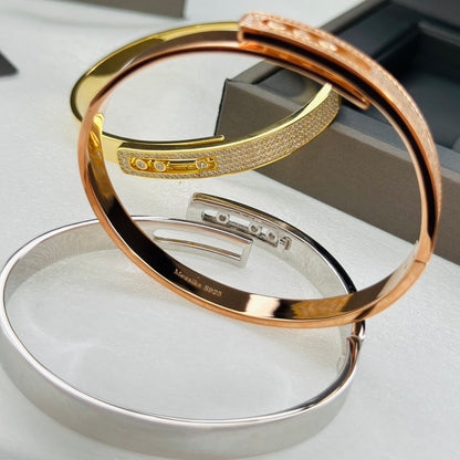 [LORA] Move Noa Rose Gold Pavé Diamond Bangle Bracelet