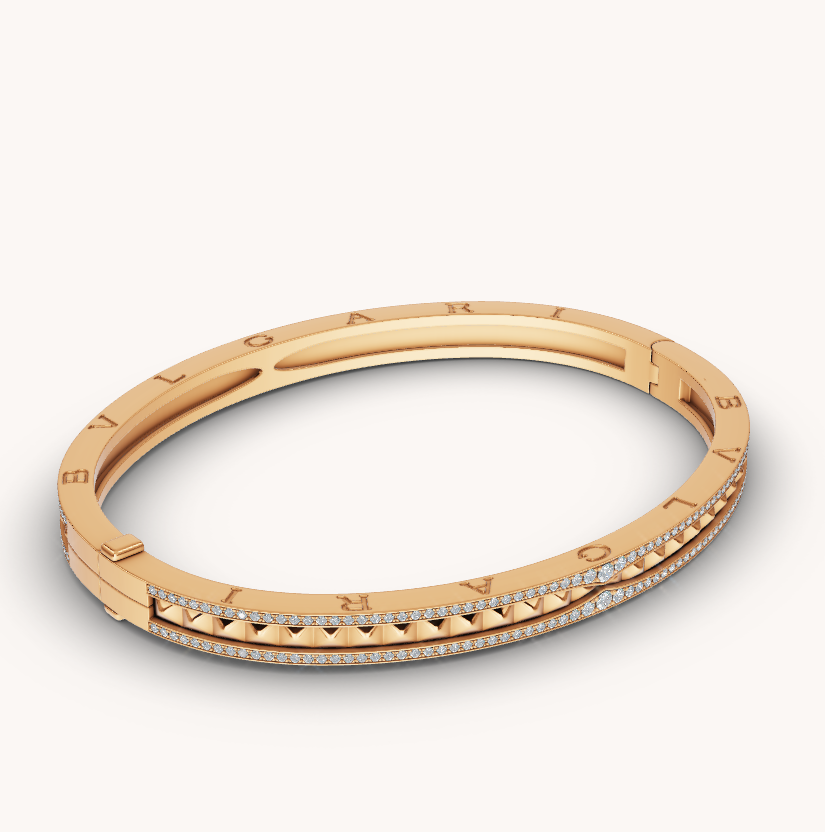 [LORA]ZERO 1 SPIRAL AND PAVED DIAMOND GOLD BRACELET