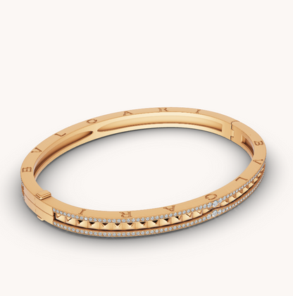 [LORA]ZERO 1 SPIRAL AND PAVED DIAMOND GOLD BRACELET