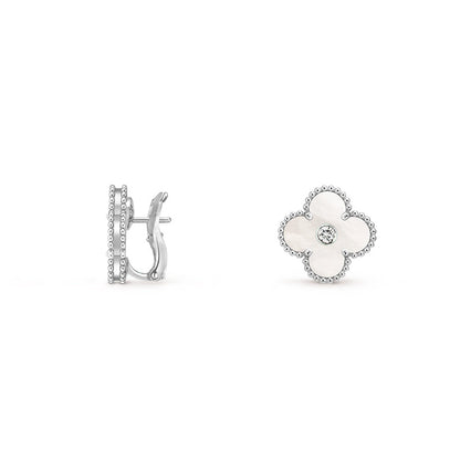 [Lora]CLOVER SILVER 15MM MOP DIAMOND EARRINGS COLLECTION
