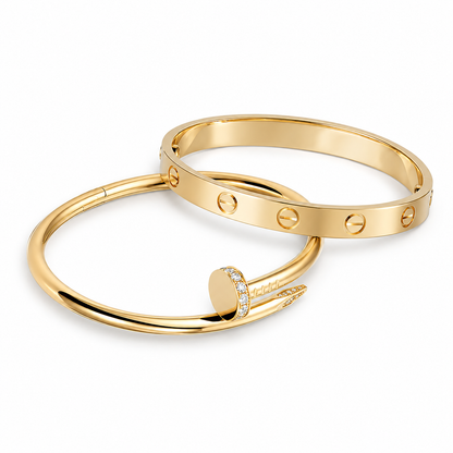 [Lora] LOVE Classic & JUSTE Diamond Bracelet Stack Set