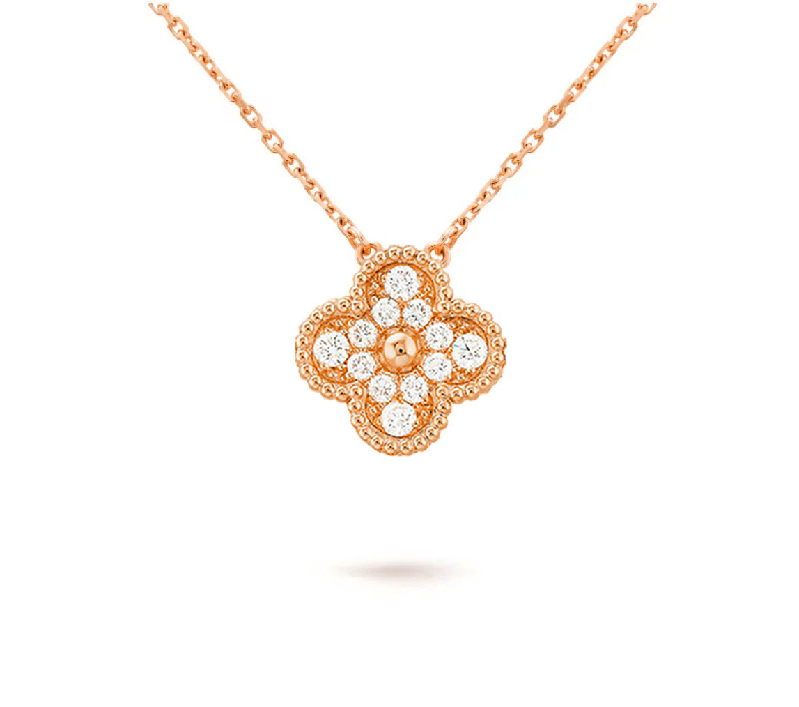 [Lora]CLOVER 15MM DIAMOND SINGLE FLOWER NECKLACE COLLECTION