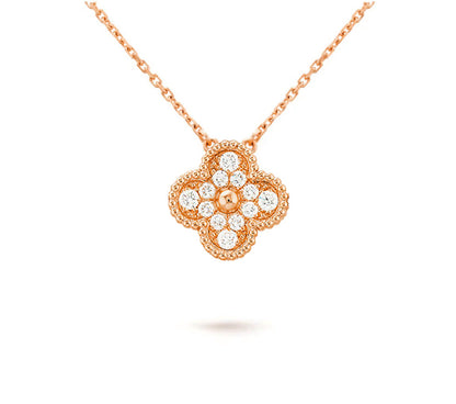 [Lora]CLOVER 15MM DIAMOND SINGLE FLOWER NECKLACE COLLECTION