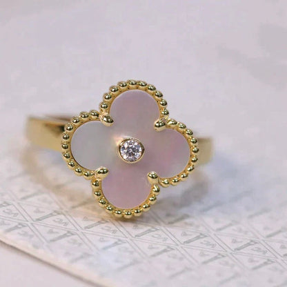 [LORA]CLOVER PINK MOP RING GOLD DIAMOND