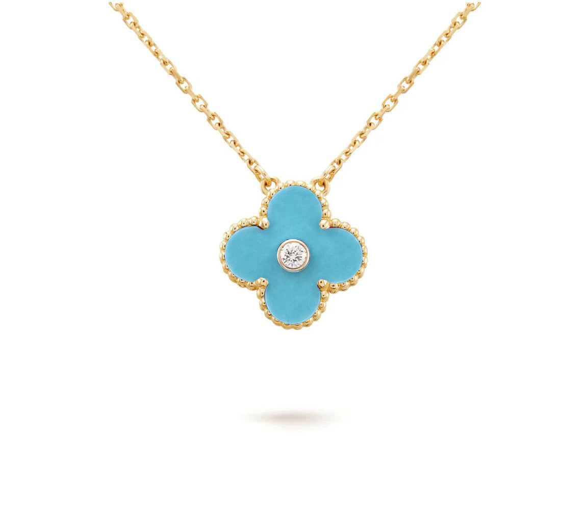 [Lora]CLOVER 15MM DIAMOND SINGLE FLOWER NECKLACE COLLECTION