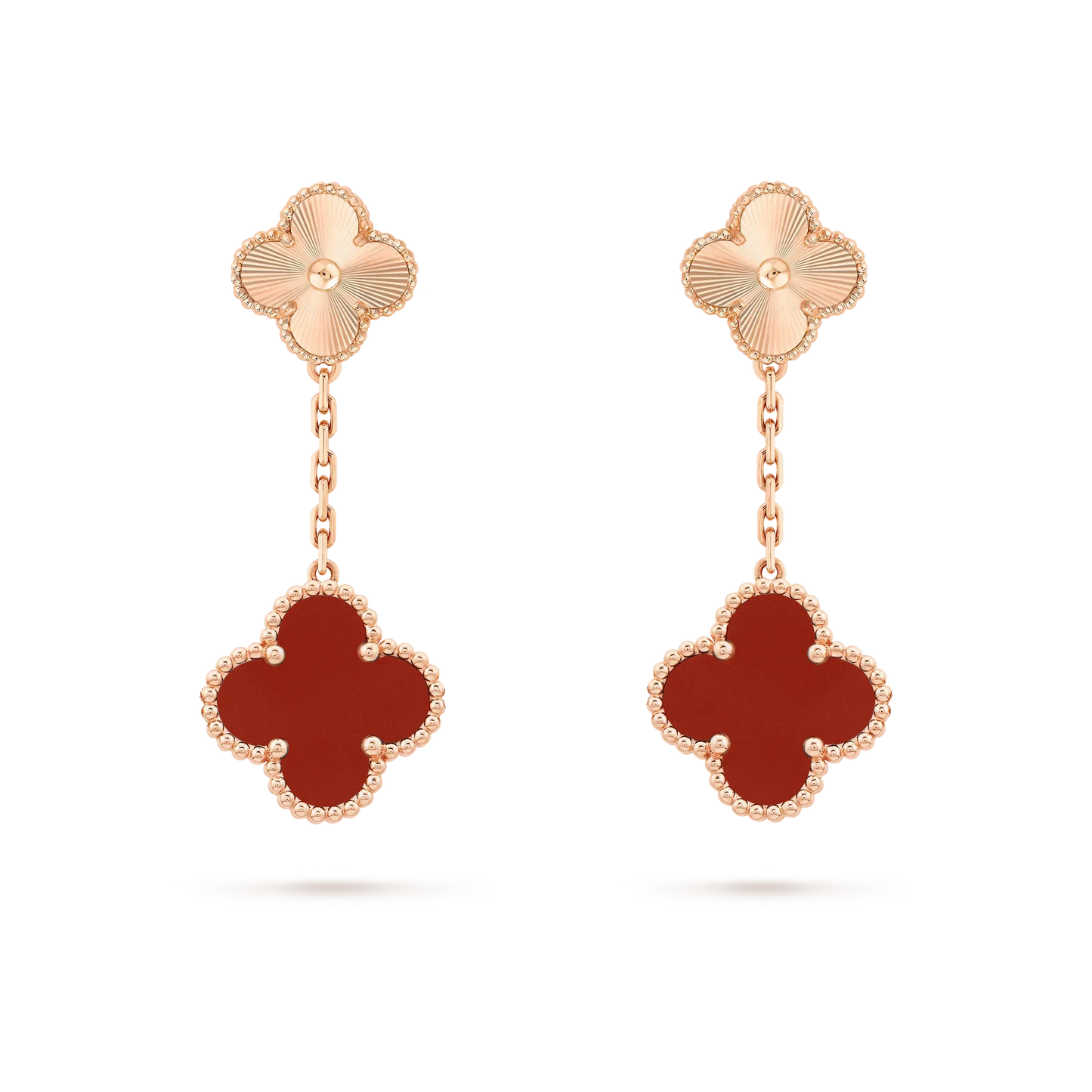 [Lora]CLOVER 2 MOTIF  LASER CARNELIAN EARRINGS